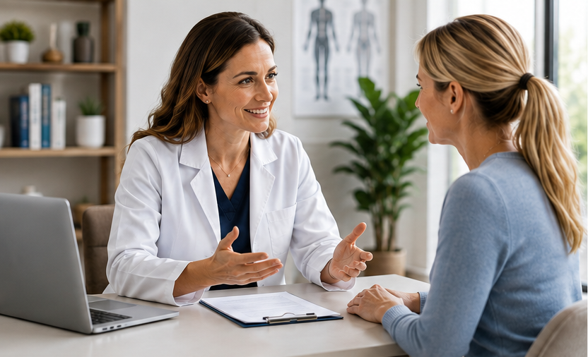 Practitioner consulting with a client